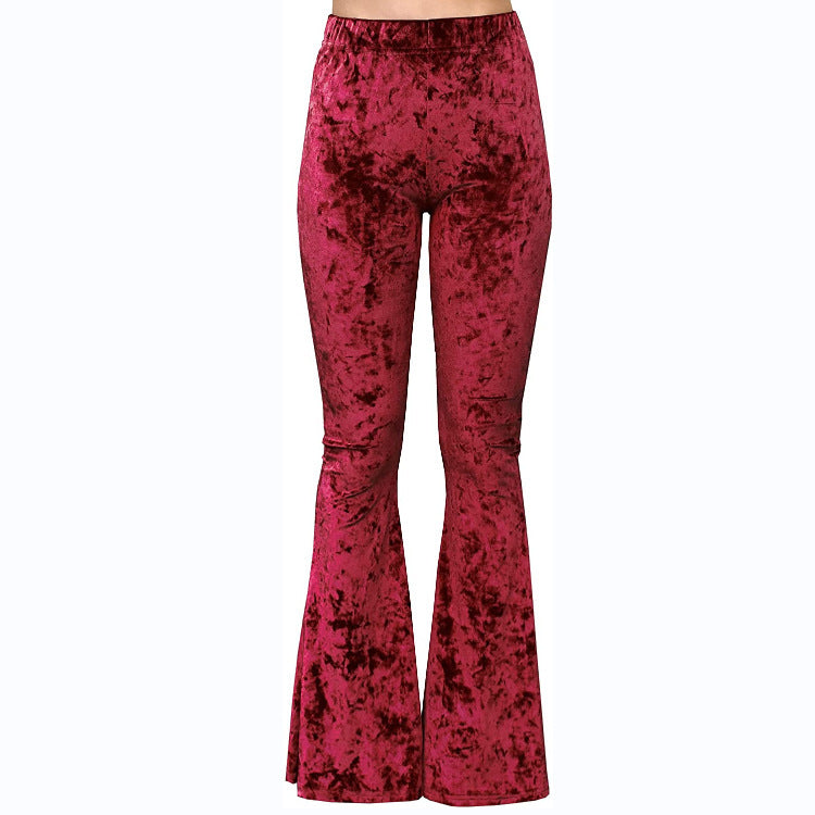 High Waist Stretch Print Blooming Bell-bottom Pants Casual - Blooming Beauty