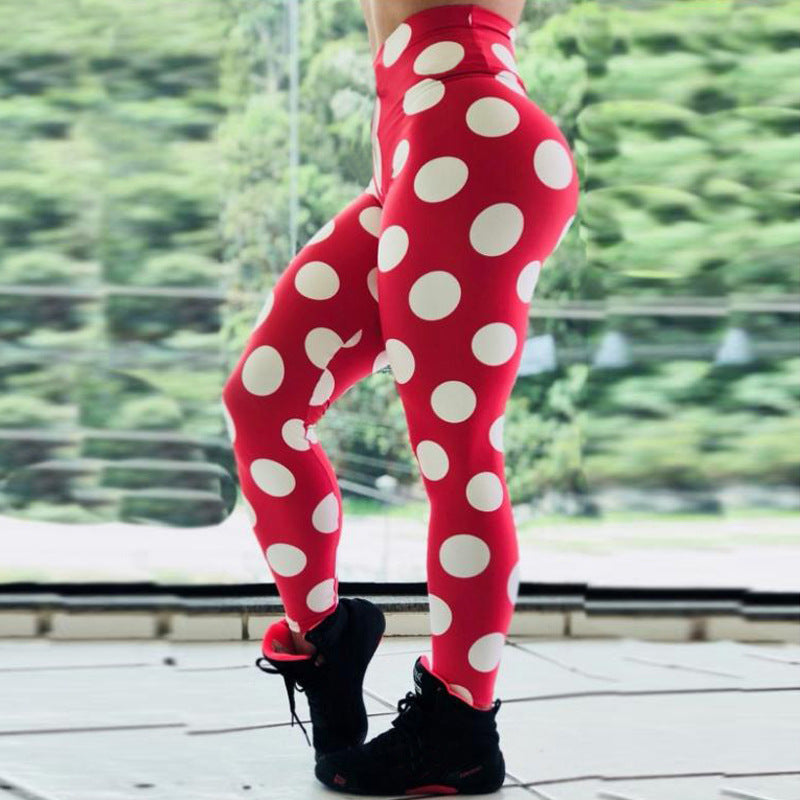 Legging cercle blanc fond rouge