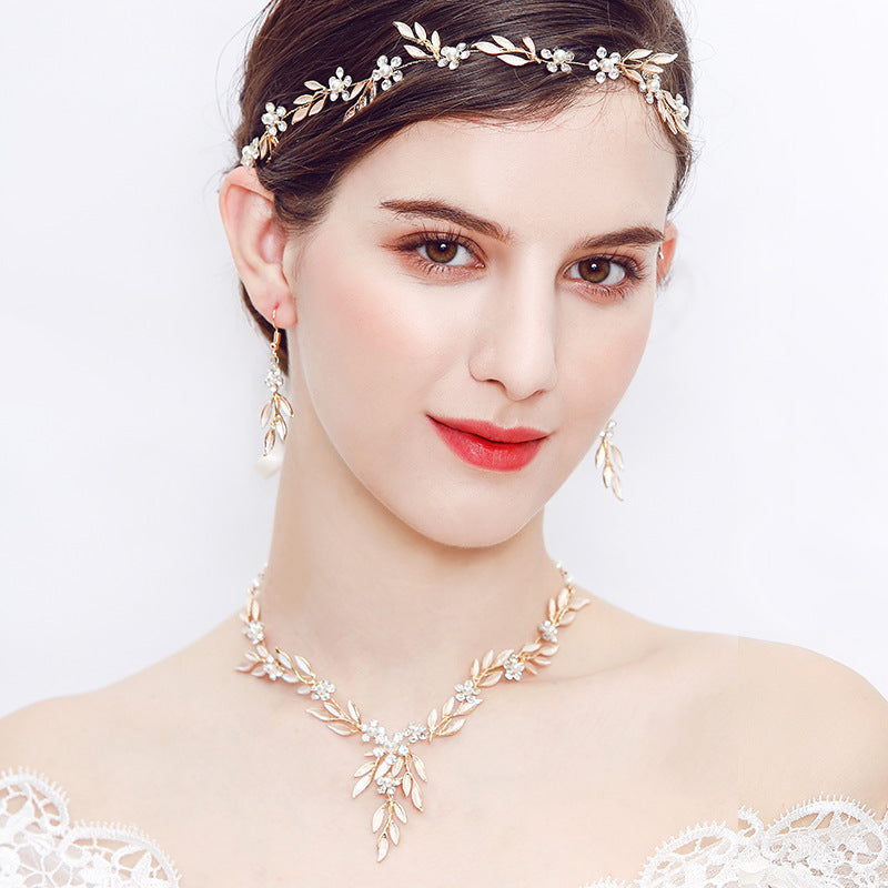 Bridal Jewelry Set - Earrings and Necklace with Alloy Plating
