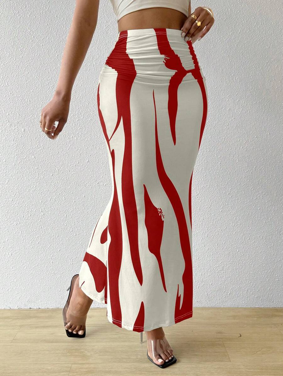 Professional European American Zebra Pattern Slimming Hip Skirt - Polyester Design (14 Colors, S-XL, Temperament Commute)