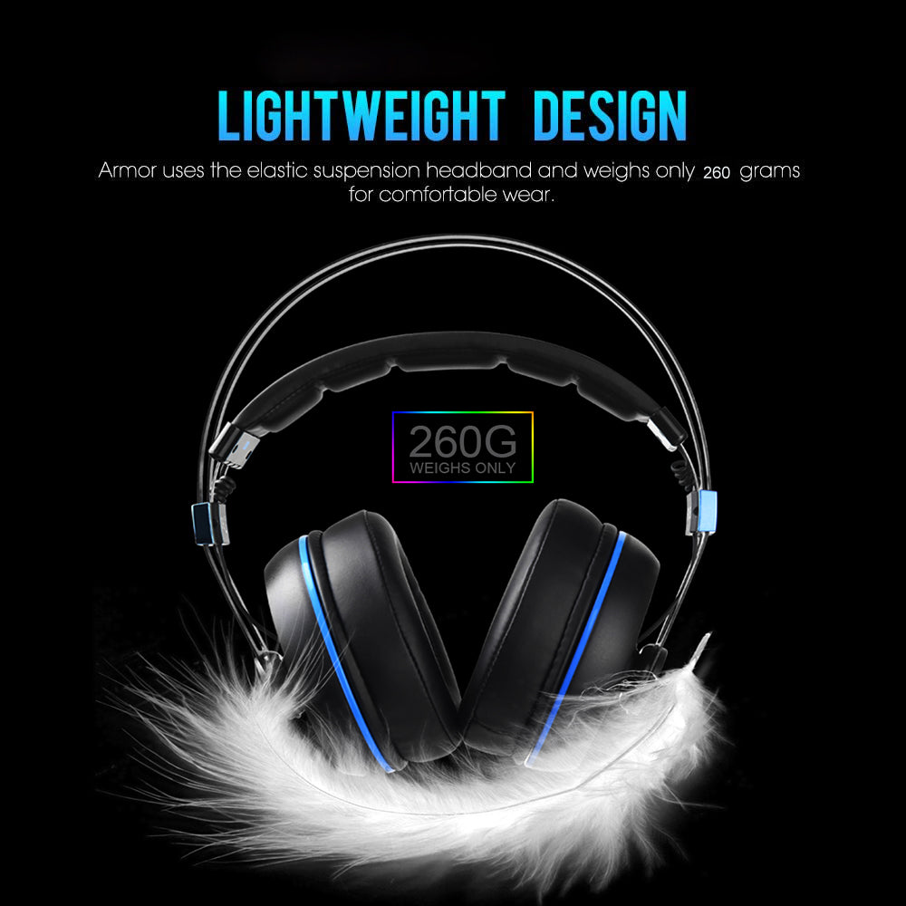 Trådstyrt headset med färgglatt surroundljud