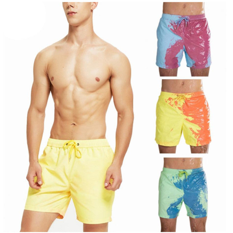 Short de plage à couleur changeante magique, maillot de bain d'été pour hommes, maillot de bain à séchage rapide, pantalon de plage