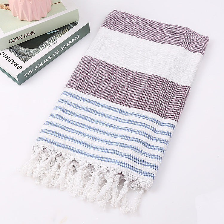 Serviette de plage rayée en coton 100x180cm