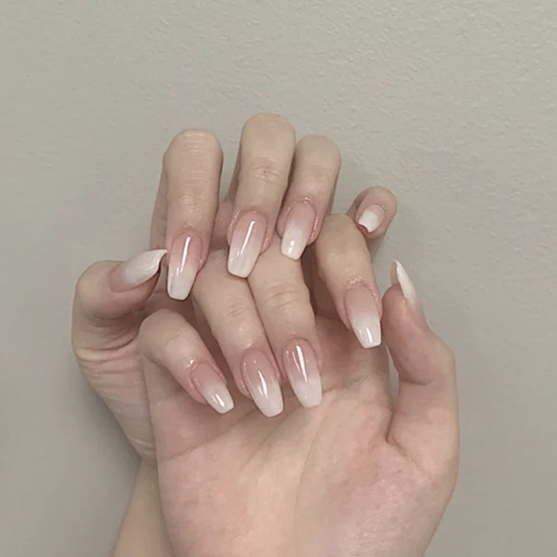 Ballet White Gradient Press-On Nails - 566 Design | 3-Year Shelf Life Professional