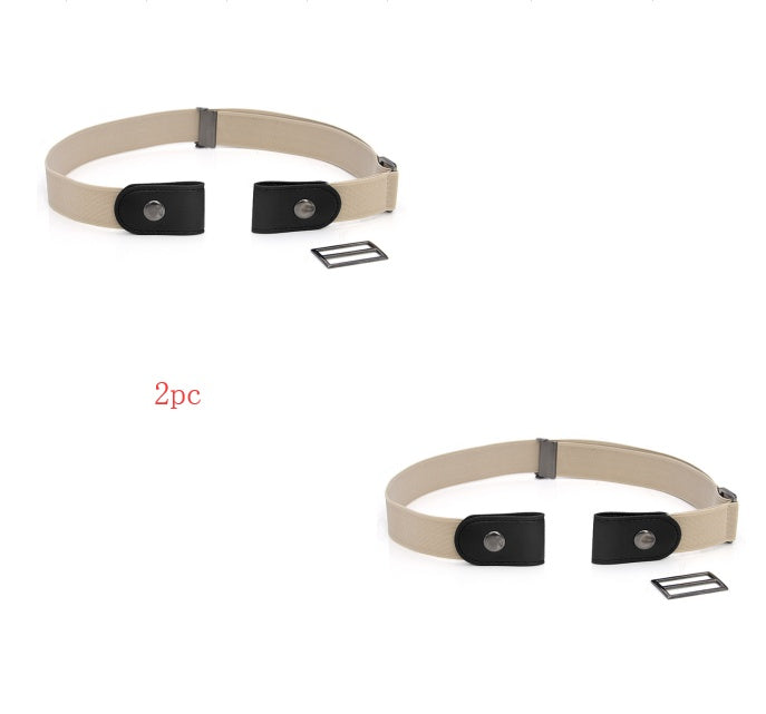 Men's Leather Slim Stretch Invisible Jeans Lazy Belt - Seamless Comfort