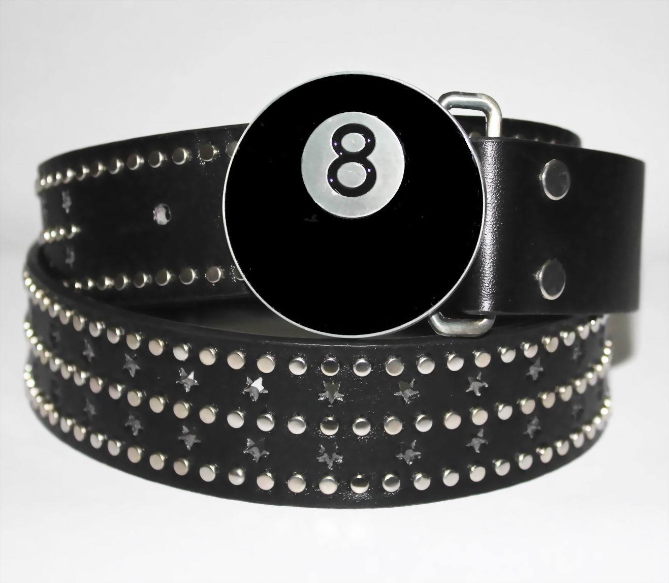 Men's New Black Graffiti Riveted Pant Strap Belt - Street Expression