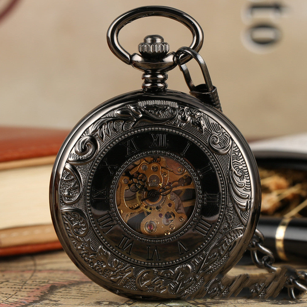 Retro Double-Open Carved Hollow Manual Manipulator Pocket Watch For Men And Women - Unique Intricate Elegant Sophisticated Unisex