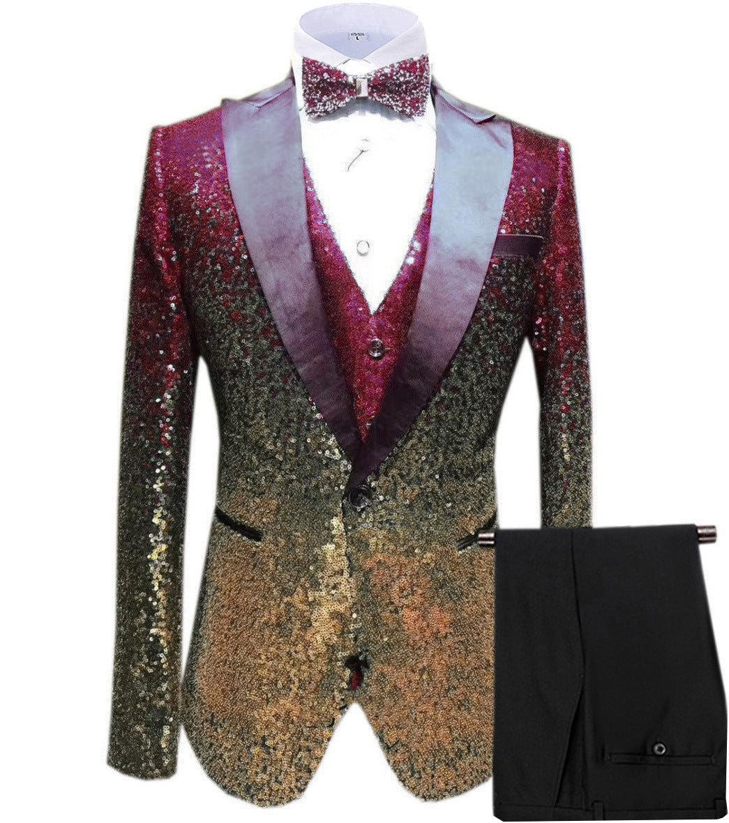 Ensemble trois pièces de costume à paillettes pour hommes