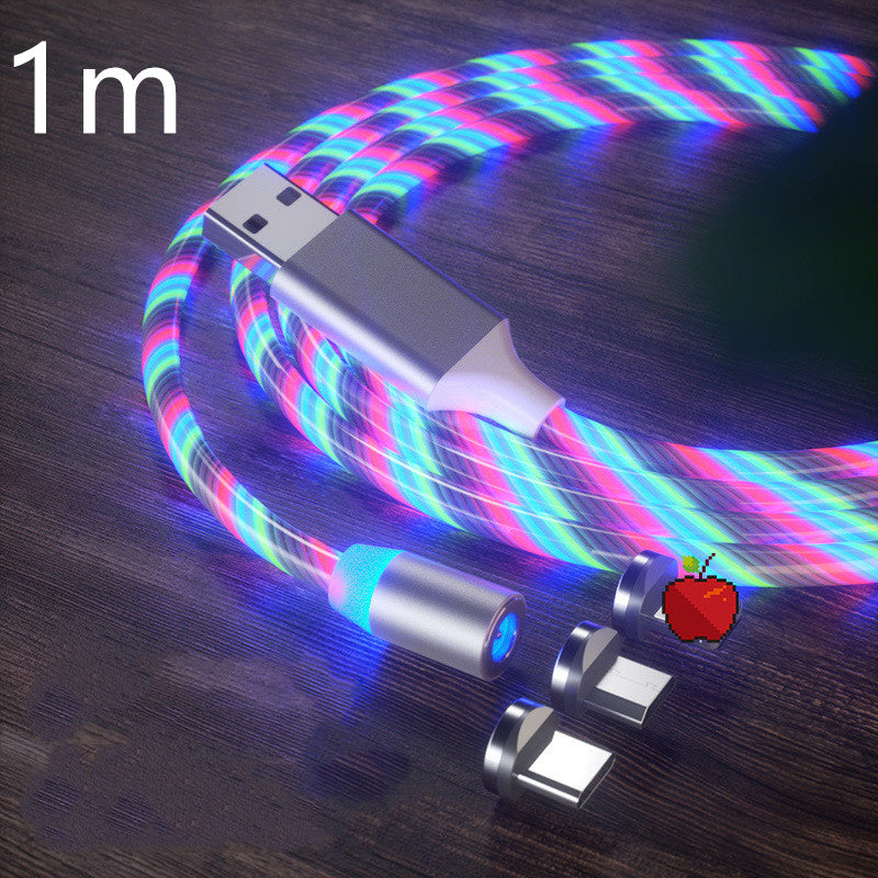 Magnetisk laddningskabel Streamer Snabbladdningskabel Belysning Micro USB-kabel LED Magnetladdare Type-C-kabel