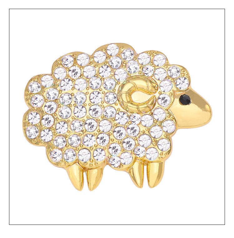 Broche mouton du zodiaque, broche en strass