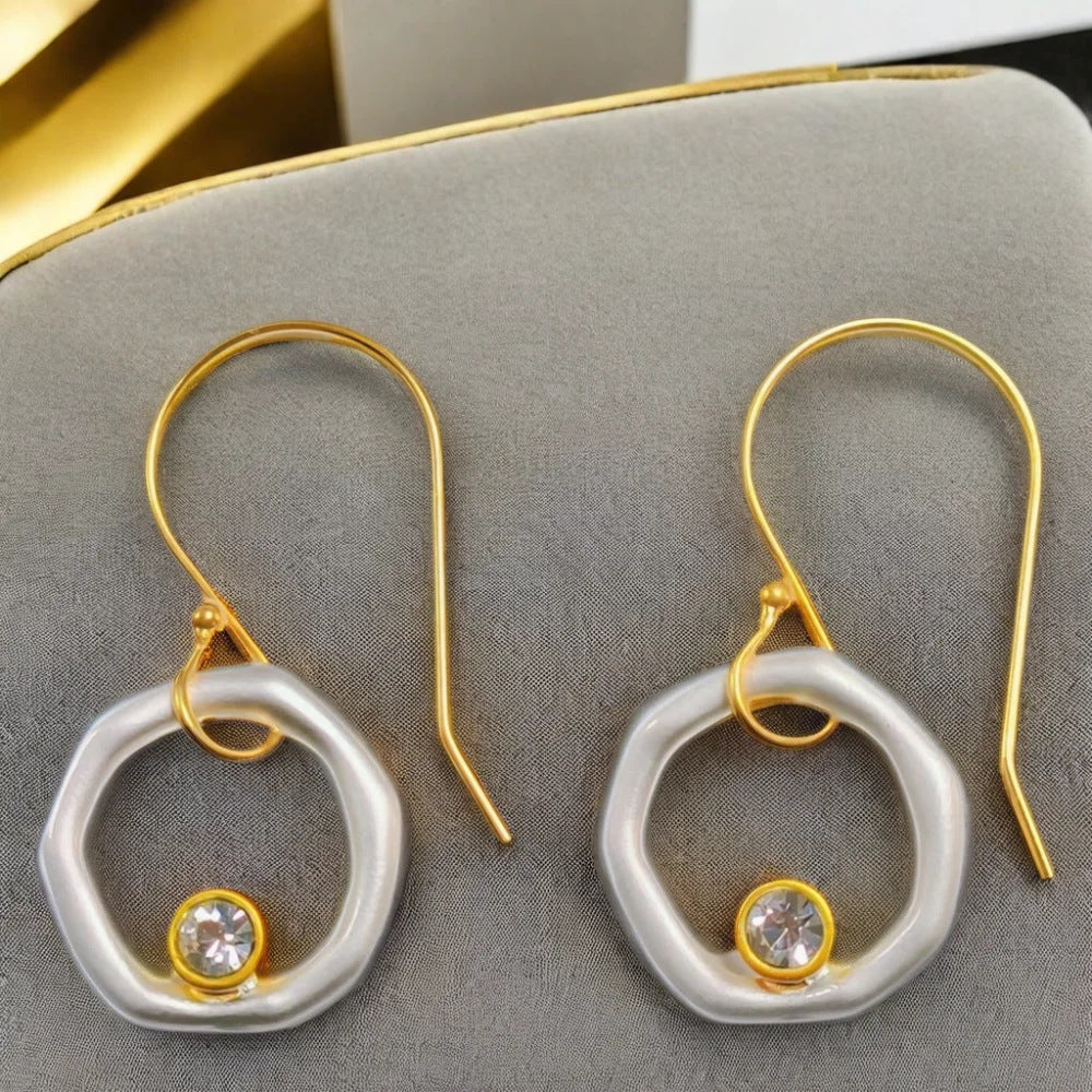 Irregular Circles Eardrops Rhinestone Sweet