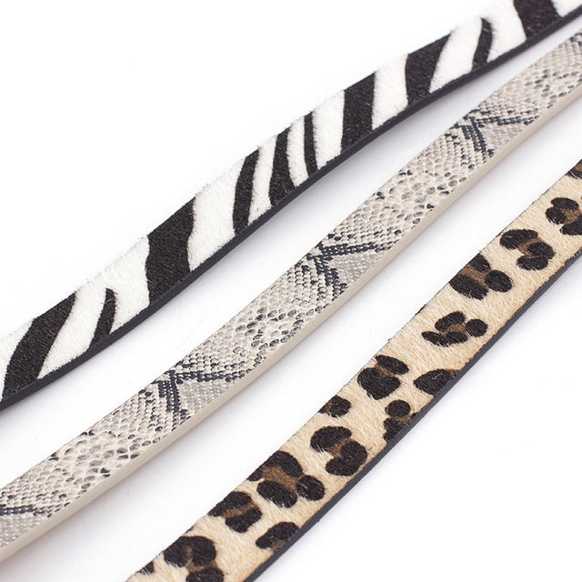Fashion Round Button Leopard Zebra Snake Belt - Wild Expression