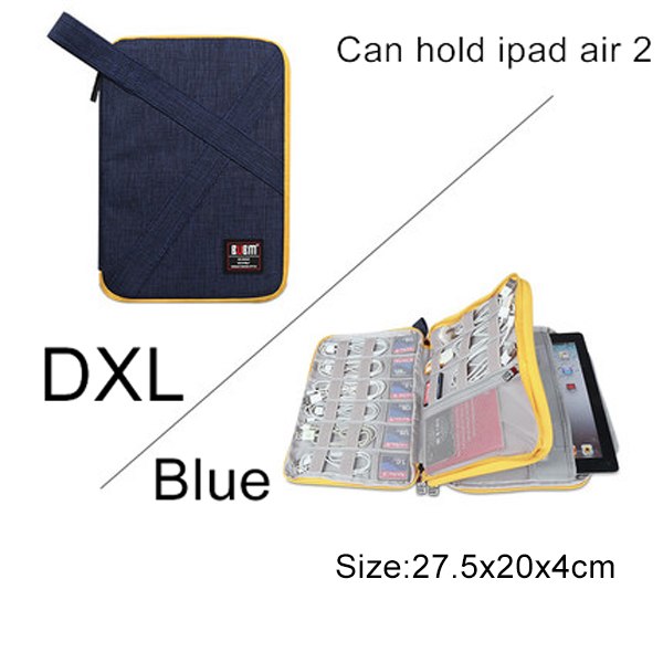 Kompatibel med Apple, BUBM Travel Universal Cable Organizer Elektroniktillbehör Fodral Gadgetväska för USB, telefon, laddare och kabel, Passar för ipad