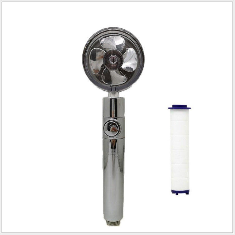 Pommeau de douche à hélice avec bouton d'arrêt et filtre en coton, buse de douche à main haute pression turbocompressée