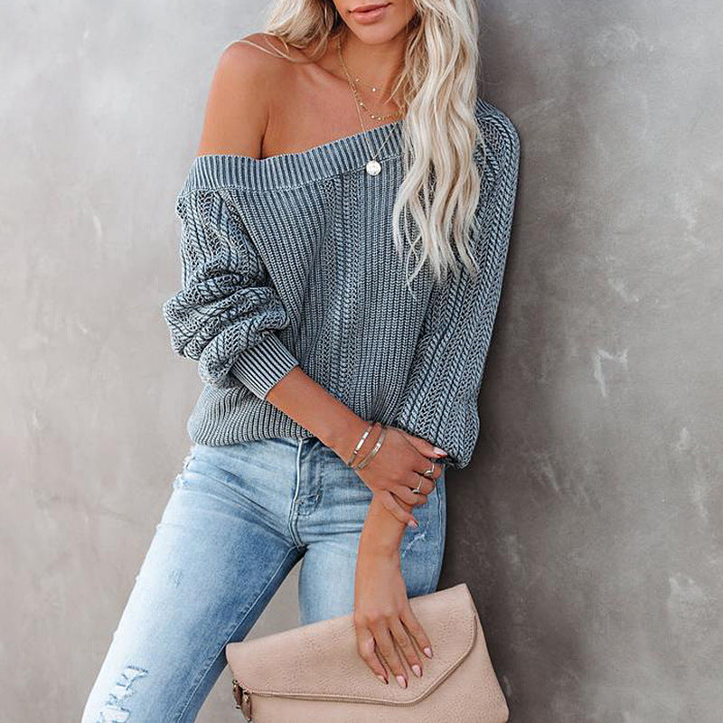 Luxurious Loose V-neck Lantern Sleeve Sweater