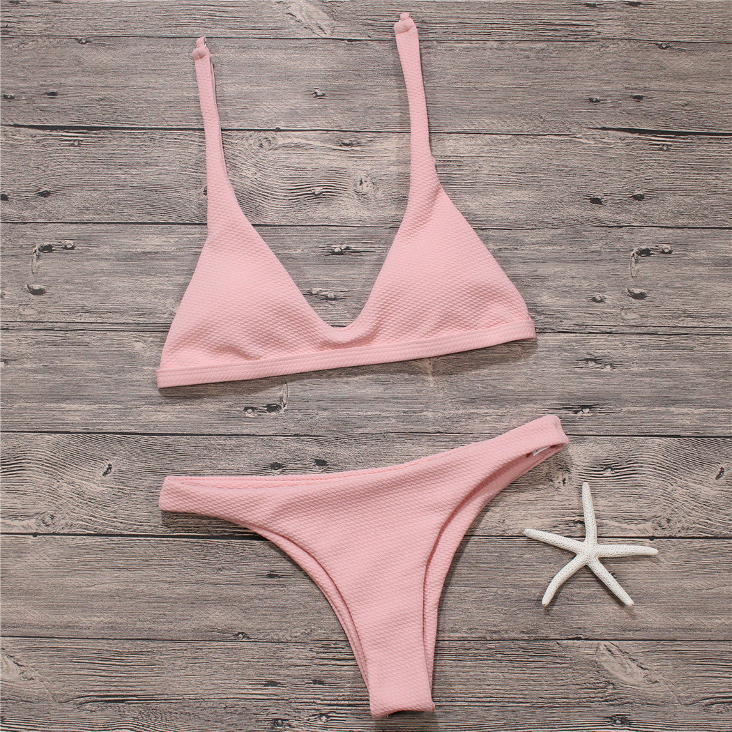 Sexiga Bikinis Dam Baddräkt Solid Baddräkt Bikini Set Badkläder Biquini Beachwear