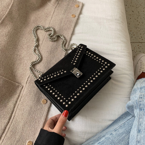 Textured Leather Mini Messenger - Compact Shoulder Bag with Scrub Finish