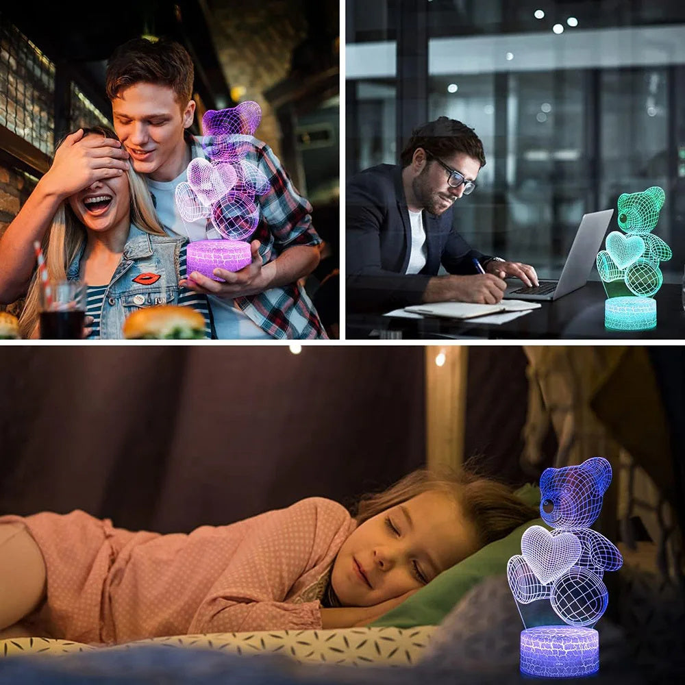 Love Bear Series 3D Light Creative Night Light LED Visual Sound