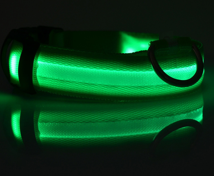 Nylon LED Hund Ljushalsband Nattsäkerhet Blinkande Glöd i mörkt Hund Kattkoppel Justerbara husdjurstillbehör