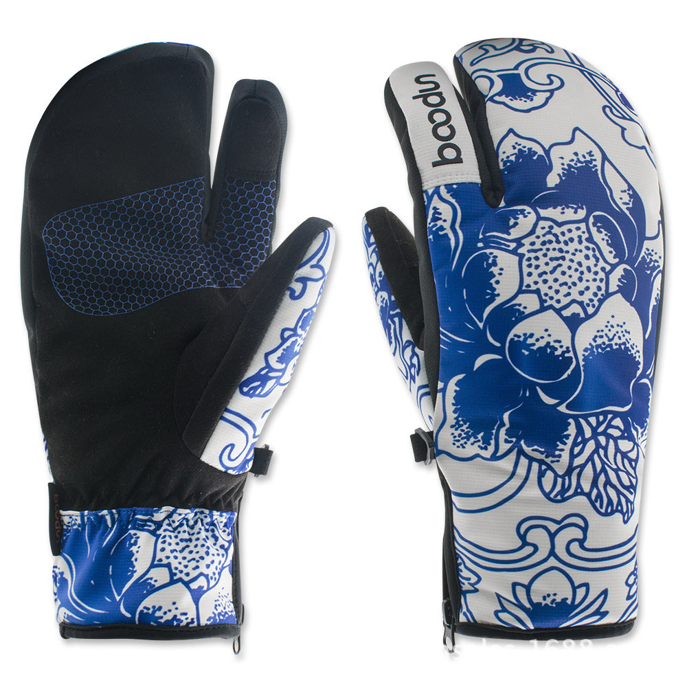 Gants de ski d'extérieur, gants chauds à trois doigts