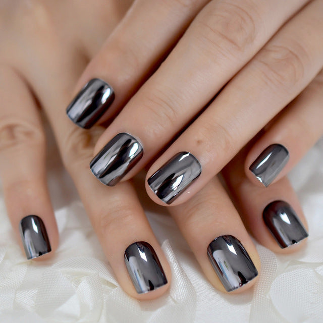 Professional Metal Press-On Nails - Women's High-Quality Collection | Realistic Shape Easy Clean