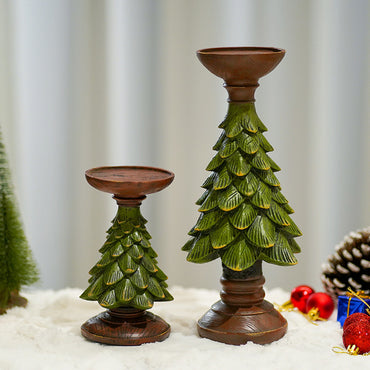 Bougeoir en résine et bois pour arbre de noël, Figurine de Base, décorations de noël, chandelier artisanal, décoration de salon pour la maison