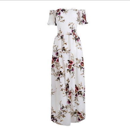 Boho style long klänning kvinnor Off axel strand sommar klänningar