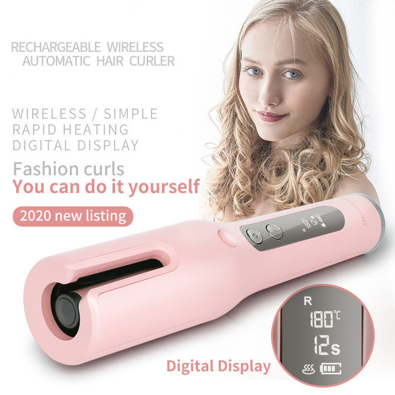 Trådlös Automatisk Curler USB LCD-skärm Keramic Värme Anti-perm Curlere