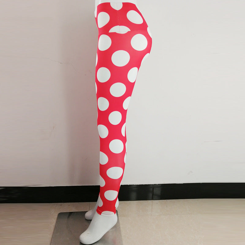 Legging cercle blanc fond rouge