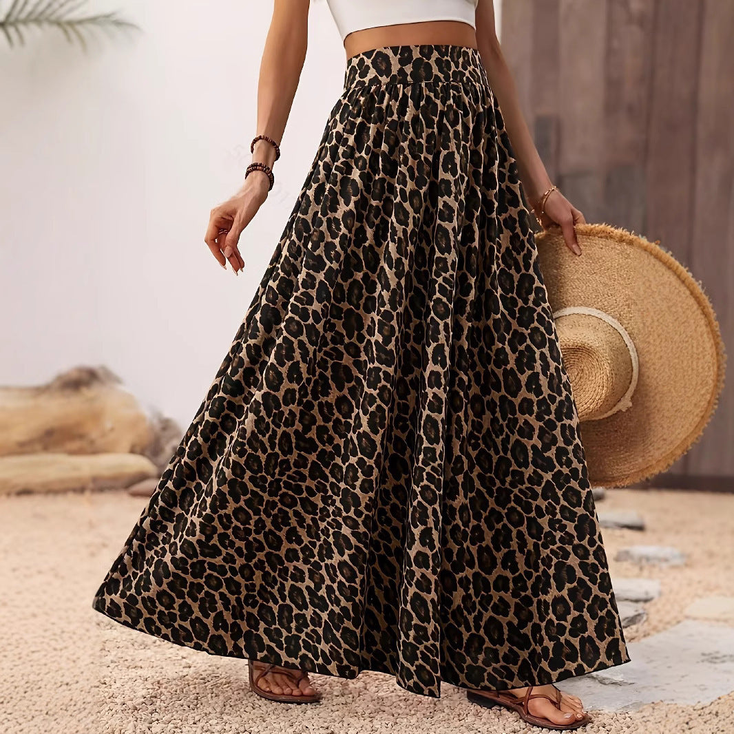 Professional High Waist Midi Skirt - Leopard Print Fabric (Vibrant Pattern, Fashion-Forward Design)