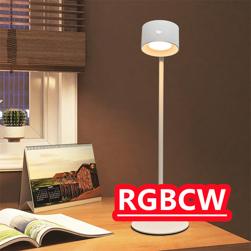 Magnetisk berörbar LED USB Uppladdningsbar Bordslampa 360 Rotera Sladdlös Fjärrkontroll Skrivbordslampor Hem Sovrum Vägg Nattlampa