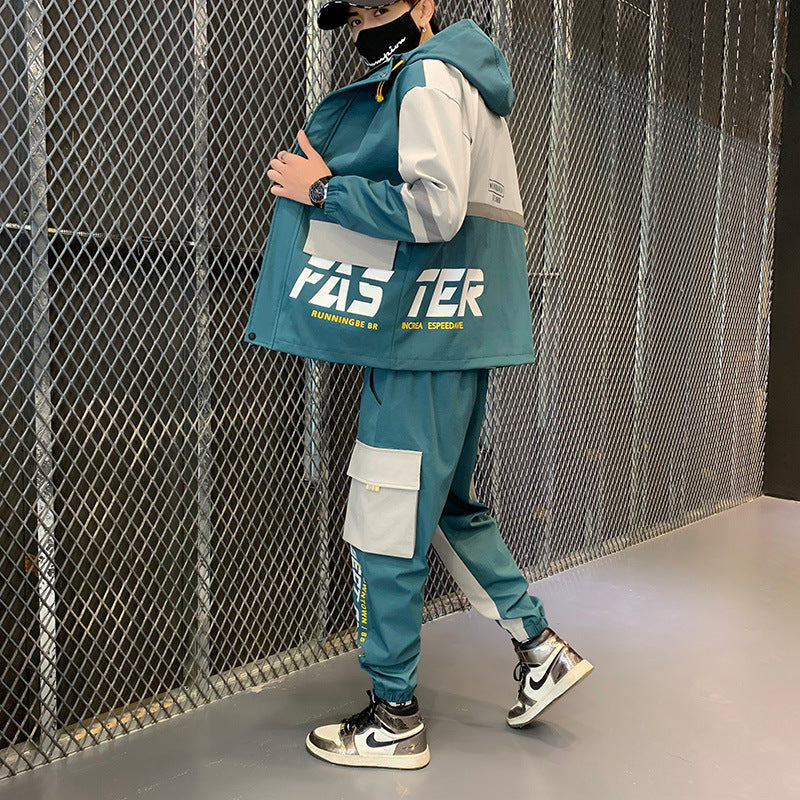 Ensemble de vêtements de travail avec veste et pantalon décontractés à capuche pour hommes