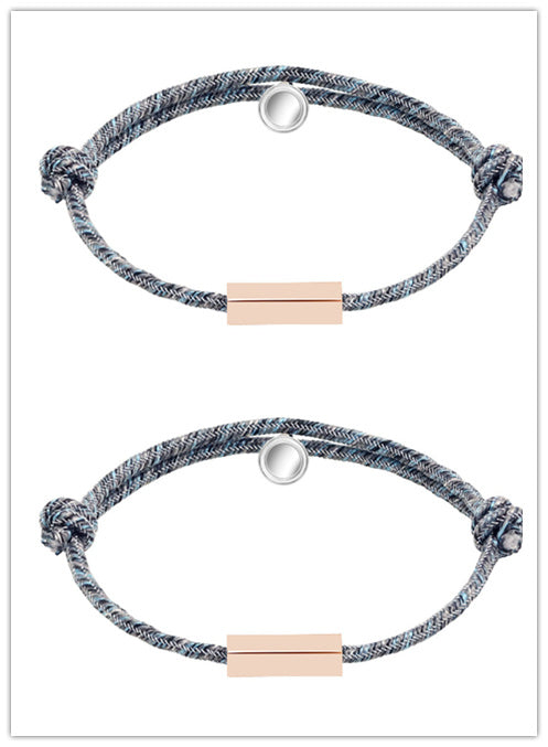 Custom Name Bracelet - Promise of Eternal Love - Magnet Attracting Each Other - Stainless Steel Pair