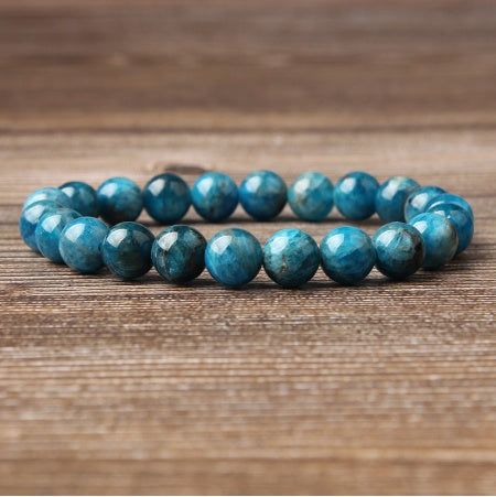Naturliga blå apatitarmband är lämpliga för män och kvinnor att bära elastiska pärlsmycken