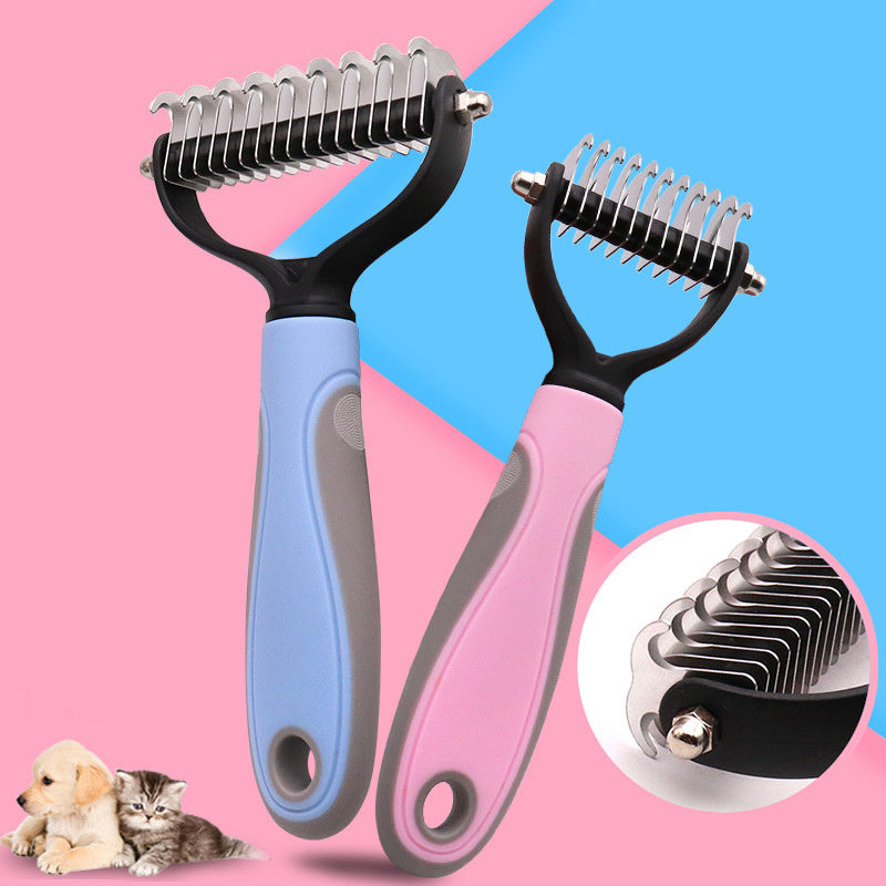 Stainless Steel Pet Brush - Double-Sided Hair Removal Comb for Grooming