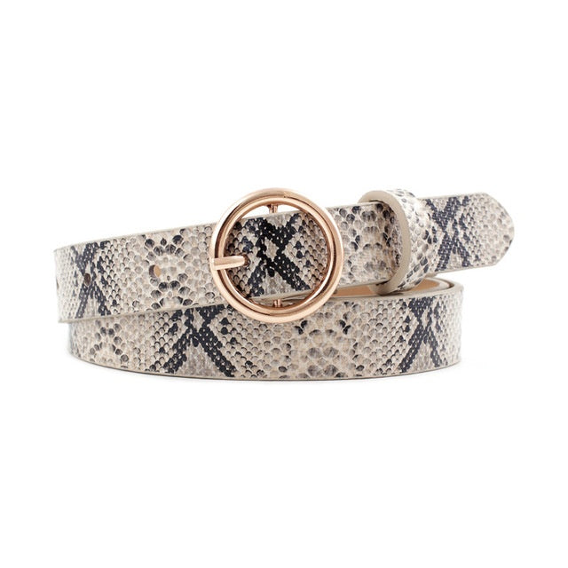 Fashion Round Button Leopard Zebra Snake Belt - Wild Expression