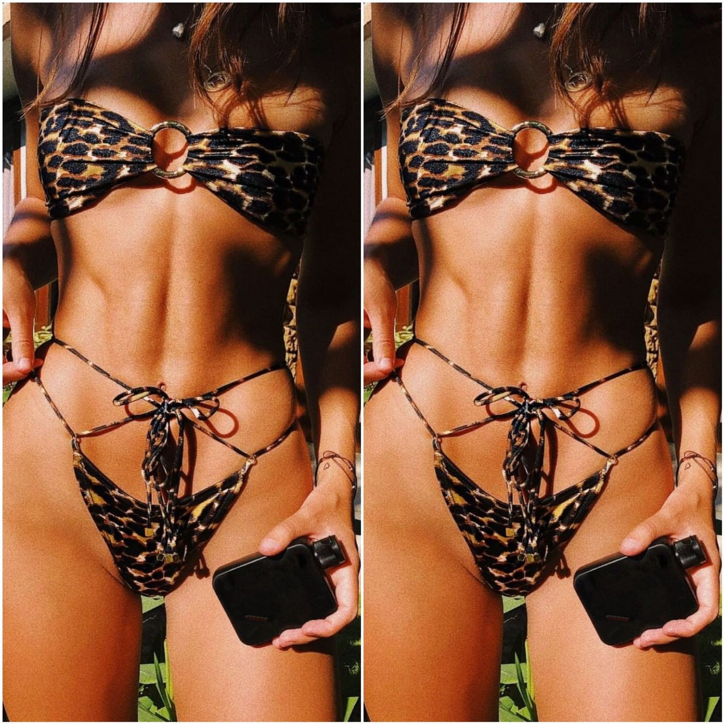 Professional Leopard Print Bikini - Polyester Construction (High-Quality UV-Protective Fabric, Flattering Cut, Adjustable Straps, Quick-Drying Material)
