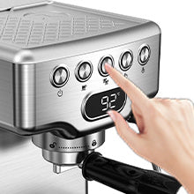 Geek Chef Espressomaskin, 20 bar espressomaskin med mjölkskummare för latte, cappuccino, macchiato, för hemmabruk, 1,8 liters vattentank, rostfritt stål, förbud mot Amazon