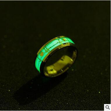 ECG Couple Carbon Fiber Ring - Luminous Jewelry