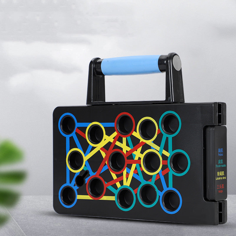 Professional ABS Push-Up Support Training Board - 24 Exercise Magnetic Locking System (Black Blue)