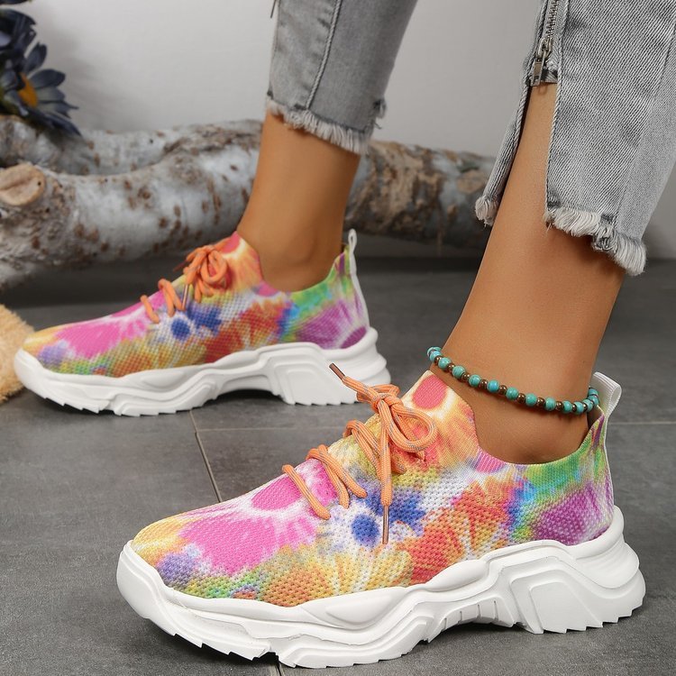 Women's Casual Flower Sports Shoes - Flat Bottom Plus Size 3-5cm