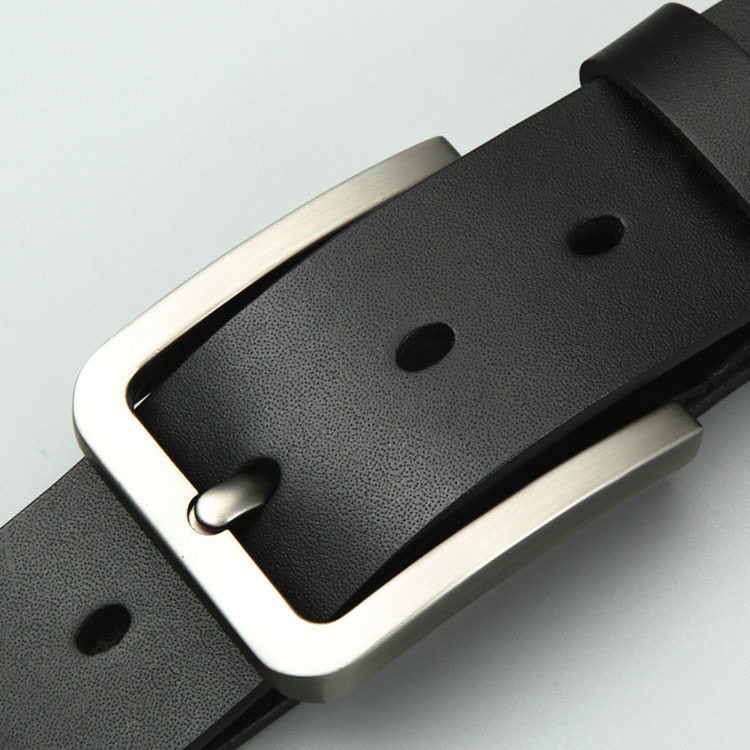 Men's Authentic Cowhide Pin Buckle Belt - Traditional Craftsmanship