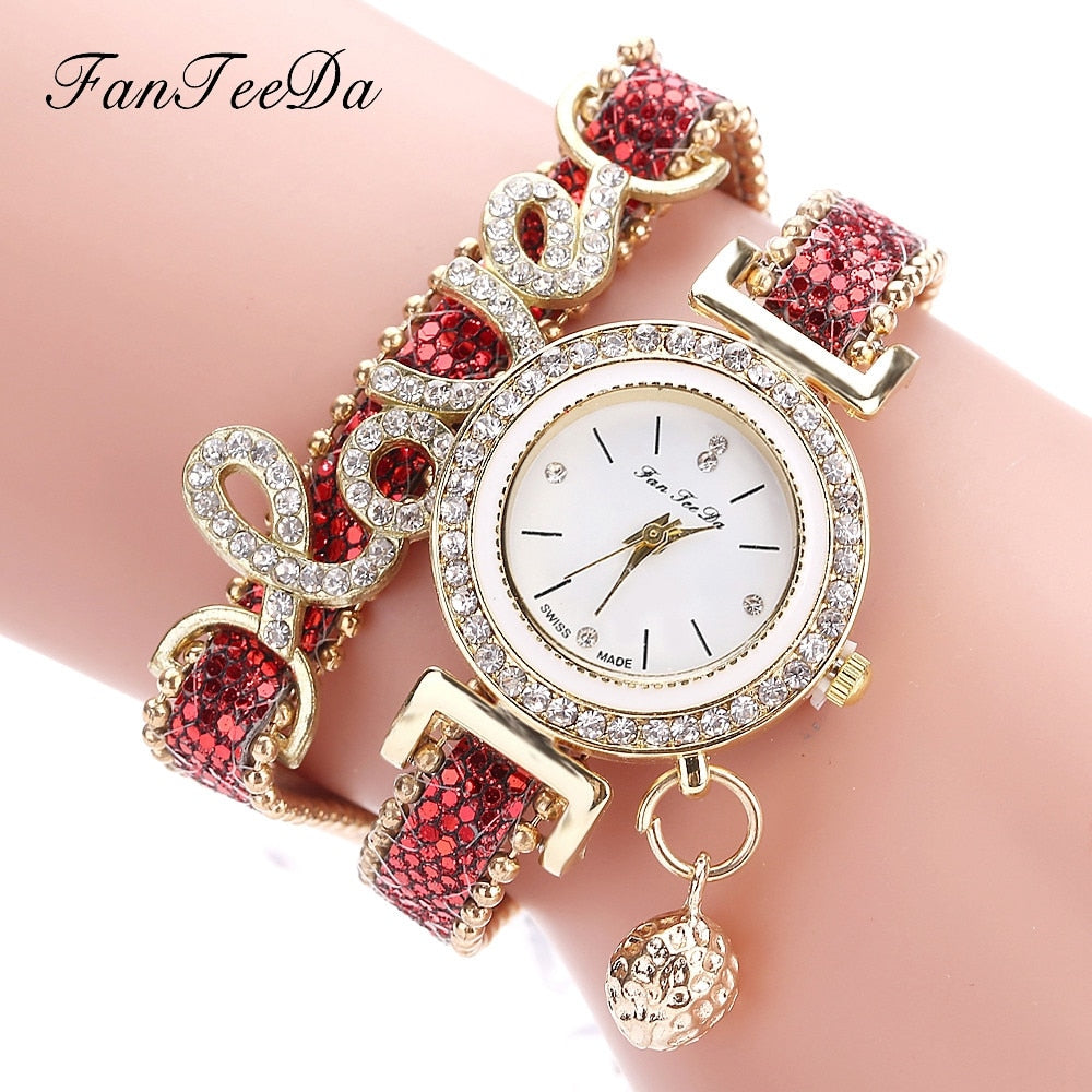 FanTeeDa marque femmes Bracelet montres dames montre strass horloge femmes mode robe montre-Bracelet Relogio Feminino cadeau