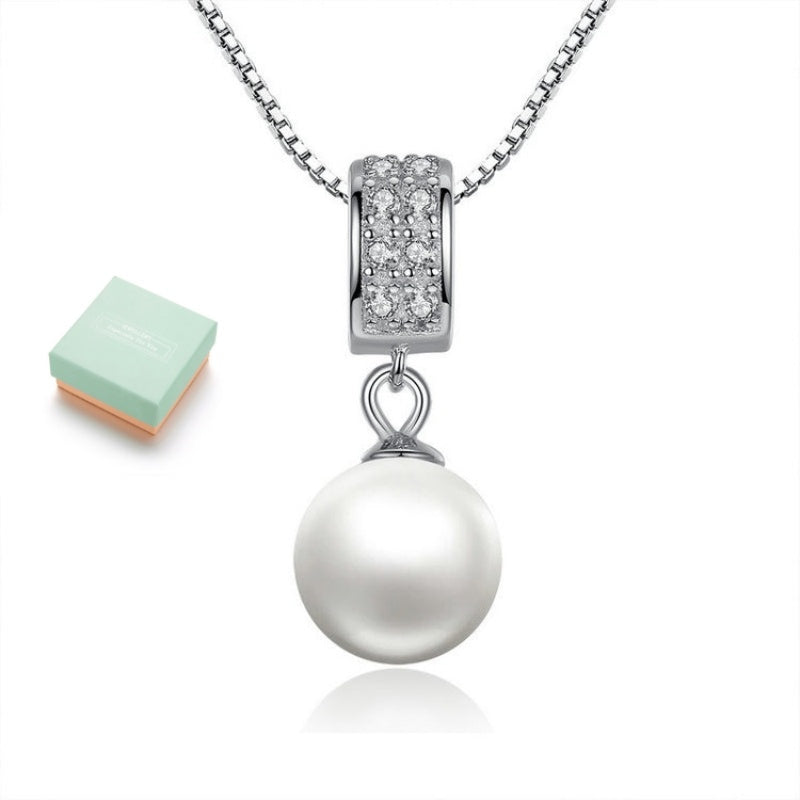 925 Sterling Silver Simulerad Pärlhänge Halsband Lång Kedja Halsband Smycken Bröllopshalsband