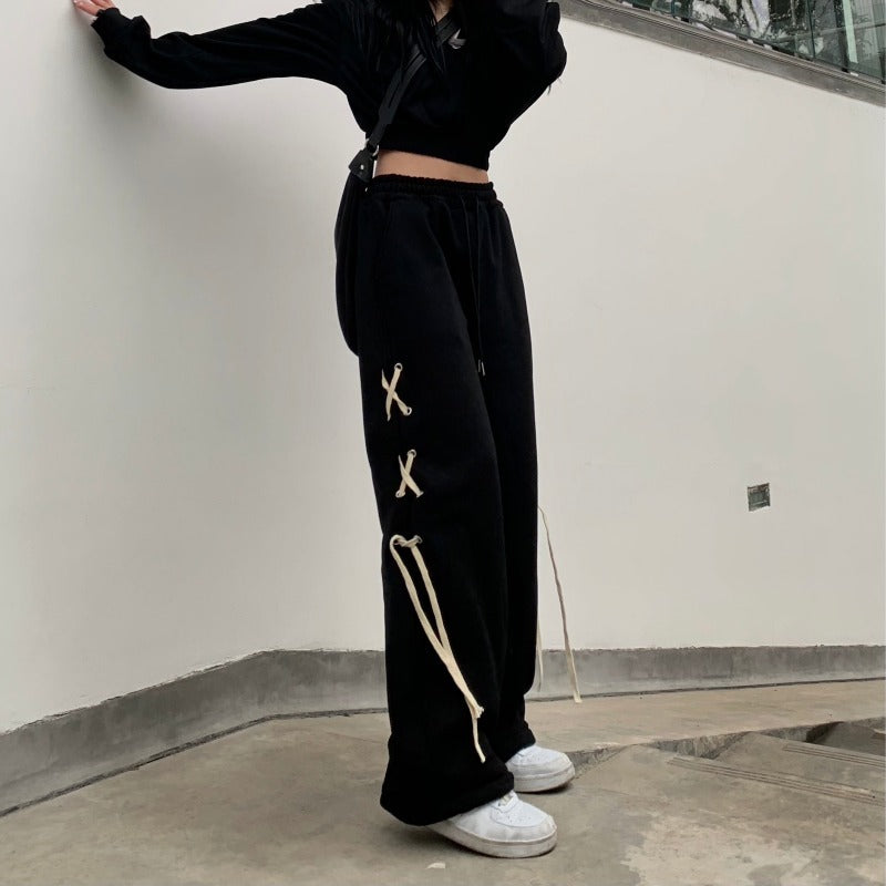 Black Spicy Girl Pants Loose And Slim Straight