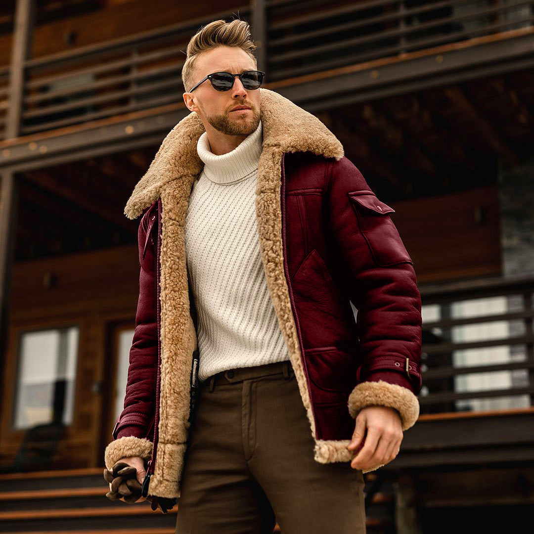 Men's Fur Winter Coat - Thick Hair Lined Jacket