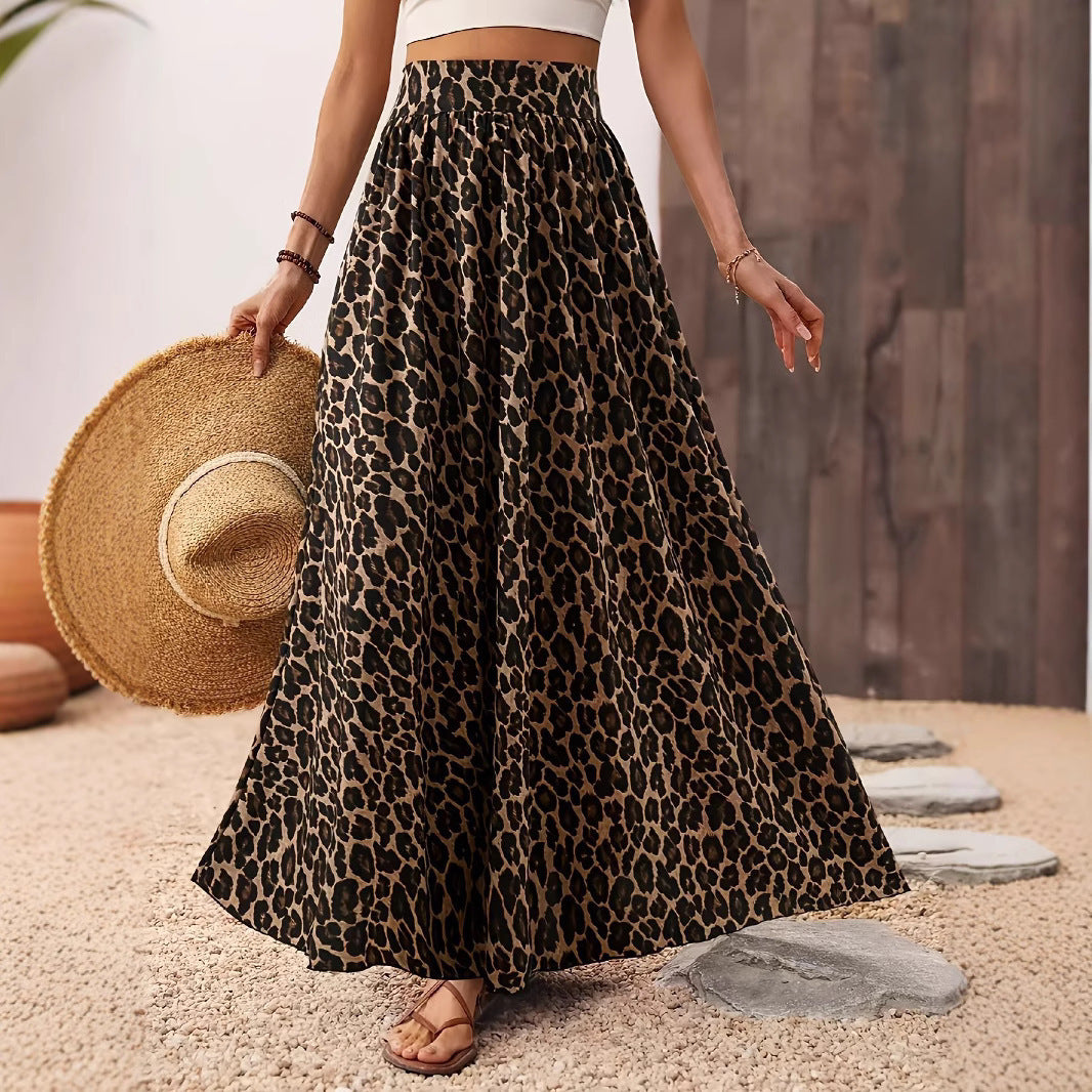 Professional High Waist Midi Skirt - Leopard Print Fabric (Vibrant Pattern, Fashion-Forward Design)