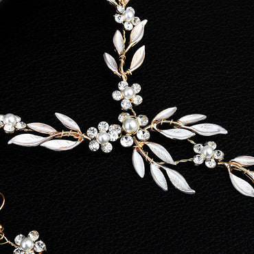 Bridal Jewelry Set - Earrings and Necklace with Alloy Plating