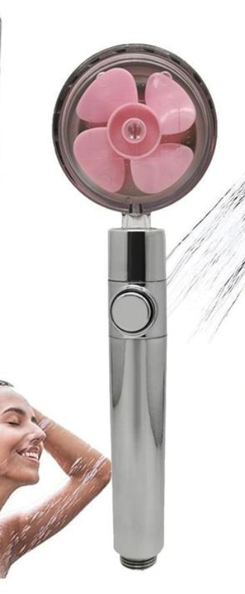 Pommeau de douche à hélice avec bouton d'arrêt et filtre en coton, buse de douche à main haute pression turbocompressée