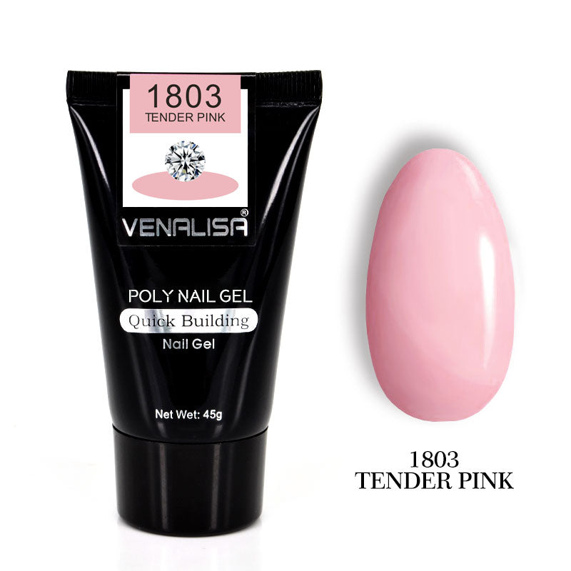 Venalisa Poly Nail Gel Kit - 45g 75ml 100pcs Complete System | Double-Head Phototherapy Builder